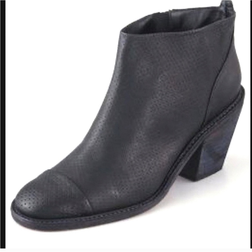 Rachel Comey Huron Black Perforated Heeled Chelsea Ankle Boots 3" Heels